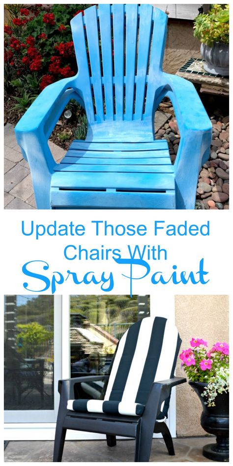 I scooped up these Adirondack chairs about 10 years ago for $5 a piece, I bought 4 of them at the time and this is the third makeover they have been given.  Talk about giving them new life over and over again!  I have taken them from white to brown then brown to blue and now blue to black. I really loved the vibrant blue color but as they started fading I decided to go for a classic black.Seriously this really is one of the easiest makeovers ever, hence why I have done it 3 times! Adirondack Chair Decor, Spray Paint Adirondack Chairs, Spray Paint Plastic Chairs, Painting Plastic Chairs, Spray Paint Plastic, Basket Makeover, Thrift Store Makeover, Gift Crafts, Plastic Adirondack Chairs