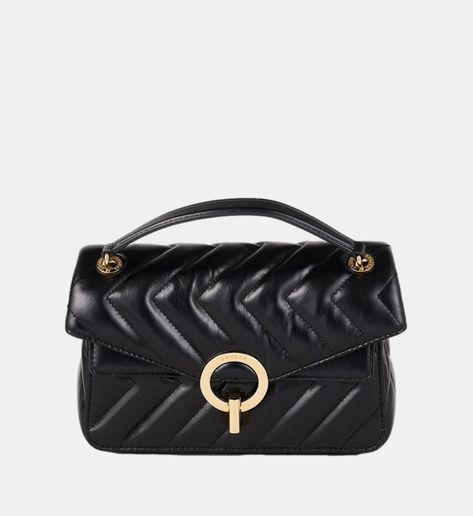 Sac Yza besace en cuir lisse Noir - Sandro | Galeries Lafayette Leather Cleaning, Quilted Leather, Quilting Designs, Mini Bag, Leather Shoulder Bag, Fashion Forward, Crossbody Bag, Shoulder Strap, Bag Lady