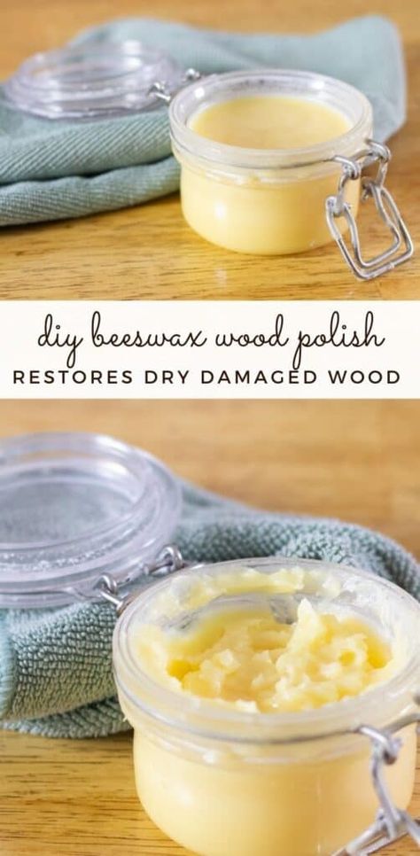 Wood Polish Diy, Spa Treats, Homemade Furniture Polish, Diy Furniture Polish, Beeswax Recipes, Beeswax Furniture Polish, Cleaning Naturally, Natural Cleaning Recipes, Beeswax Polish