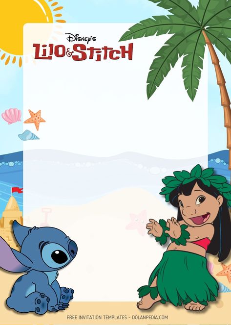 Lilo And Stitch Movie, Daisy Baby Shower Invitations, Lilo And Stitch Characters, Beach Party Invitations, Dance Party Invitations, Birthday Party Images, Stitch Birthday, Disney Free, Flamingo Birthday Party