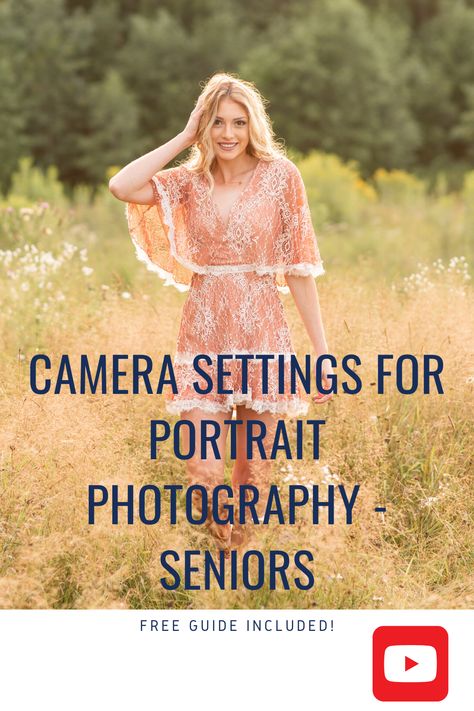 Best Camera Setting For Portraits, Senior Pictures Camera Settings, Dslr Portrait Settings, Taking Portraits For Beginners, Nikon Settings For Outdoor Portraits, Tips For Taking Senior Pictures, Senior Photo Posing Prompts, Senior Picture Camera Settings, Camera Settings For Senior Pictures