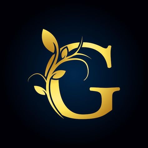 Vector elegant g luxury logo golden flor... | Premium Vector #Freepik #vector #luxury-letter #calligraphy-logo #luxury-symbol #vintage-monogram Logo With Flowers, G Logo Design, Alphabet Logo, Floral Alphabet, Alphabet Design, Flower Logo, Psd Icon, Luxury Logo, Flowers Leaves