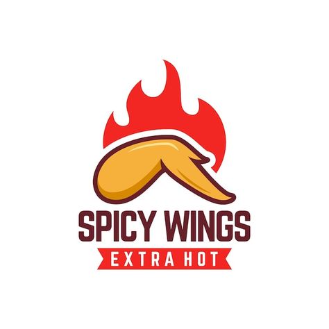 Spicy wings logo template suitable for r... | Premium Vector Chicken Wings Logo, Grilled Wings, Spicy Wings, Cafe Logo, Vector Background Pattern, Wings Logo, Geometric Background, Geometric Lines, Web Banner