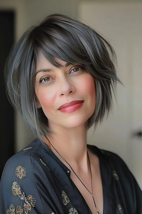 Asymmetrical Bob Short Edgy With Bangs, Style Front Bangs, Uneven Bangs, 80 Hairstyles, Curls For Medium Length Hair, 80's Hairstyle, Timeless Hairstyles, Medium Length Curls, Layered Thick Hair