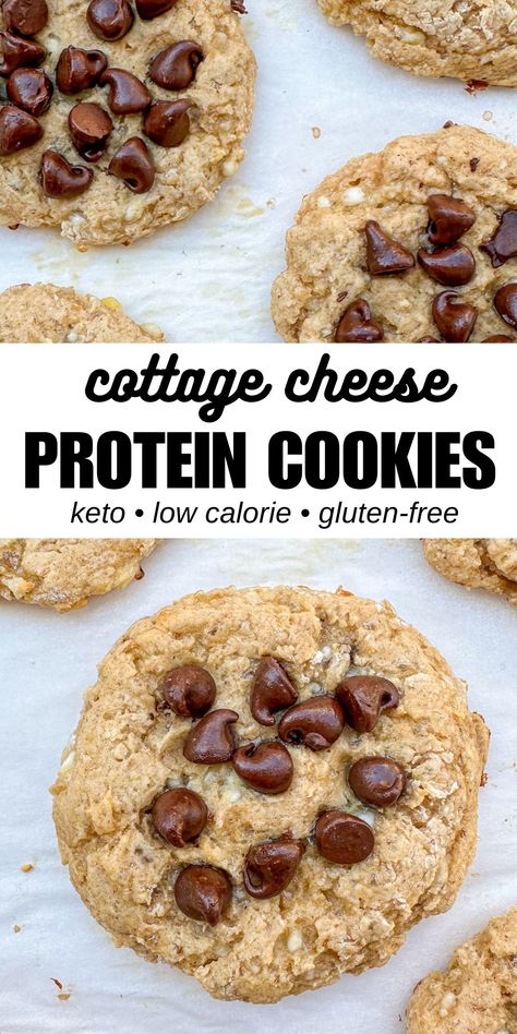 Protein Cottage Cheese Cookies {Keto & Low Calorie} Cottage Cheese Protein Bars, Cottage Cheese Oatmeal Cookies, Keto Cottage Cheese Cookies, Low Calorie Cottage Cheese Dessert, High Protein Desserts Low Calorie, Keto Cottage Cheese Dessert, Recipes Using Cottage Cheese, Keto Cottage Cheese Recipes, Cottage Cheese Cookies