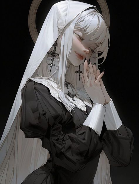 White Hair, Veil, Black And White, Twitter, Anime, Hair, White, Clothes, Black