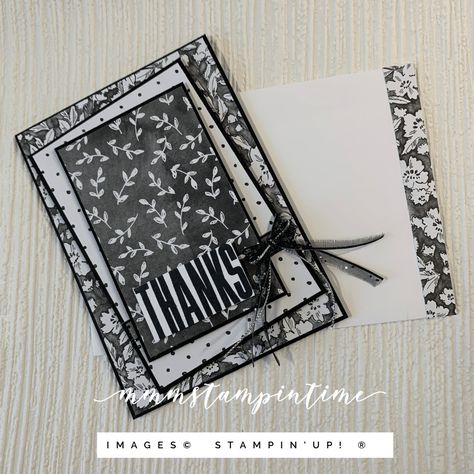 Black And White Scrapbook, Black And White Cards, White Scrapbook, White Cards, Grid Paper, Floral Image, Glue Dots, Card Challenges, Ink Pad