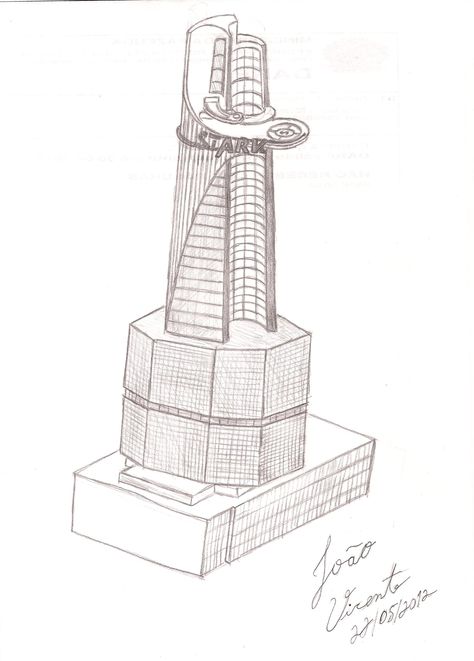 Stark Tower from The Avengers Movie Avengers Tower Layout, Avengers Tower Drawing, Skyscraper Concept, Stark Tower, Avengers Tower, Iron Man Drawing, All Avengers, Avengers Coloring Pages, Avengers Coloring