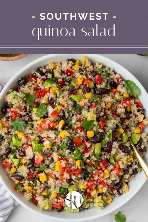 Instant Pot Quinoa Recipes, Cold Quinoa Salad, Salad With Chili, Southwest Quinoa, Southwest Quinoa Salad, Chili Lime Dressing, Vegan Quinoa Salad, Easy Homemade Salsa, Quinoa Healthy