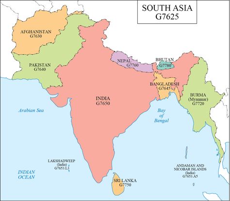 South Asia Map, Peta Asia, Maps Aesthetic, Asia Map, Bay Of Bengal, Arabian Sea, South Asia, Peta, Southeast Asia