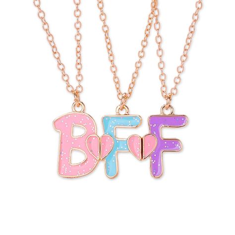 PRICES MAY VARY. 【Matching Best Friend Forever Necklaces Set of 3】:the friendship necklace set is suitable for 3 girls who are the best friends of each other, share this bestie necklace for BFF, and let every one knows that you are best friends, great celebration friendship gifts for teen girls you can’t miss 【Magnetic BFF Necklace for 3 Girls】: The best friend forever necklace has a special design of magnetic attraction, when the three necklaces are close to each other, they will become a compl Three Way Best Friend Necklaces, Bff Necklaces For Three, Matching Jewelry Best Friends, Christmas Gifts For Bestie, Bestie Necklace, Gifts For Bestie, Best Friends Necklaces, Bff 3, Bff Christmas Gifts