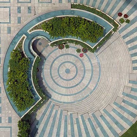 Semi Circle Landscape Design, Landscape Circle Design, Circle Landscape Design, Circular Landscape Design, Landscape Ideas Architecture, Landscape Design Modern, Circular Landscape, Sci Arc, Landscape Architecture Plan