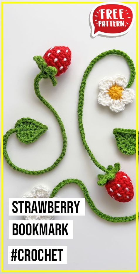 crochet Strawberry Bookmark free pattern - FREE Crochet Strawberry Bookmark Pattern for Beginners. Click to Get the Pattern #Bookmark #crochet #crochetpattern
 via @shareapattern.com Fun Crochet Bookmarks, Strawberry Bookmark Crochet, Snail Bookmark Crochet, Crochet Halloween Bookmarks Free Patterns, Crocheted Strawberry Pattern, Book Mark Crochet For Beginners, Crochet Dog Bookmarks Free Patterns, Crochet Bookmarks Tutorial, Halloween Crochet Bookmarks