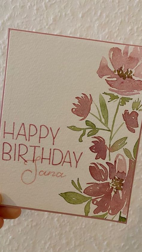 Aesthetic Card Making, Happy Birthday Postcard Ideas, Happy Birthday Cards Handmade Aesthetic, Cute Card Ideas For Birthdays, Homemade Birthday Card For Mom, Birthday Cards Diy Watercolor, Birthday Postcards Ideas, Postcard Happy Birthday, Happy Birthday Dad Template