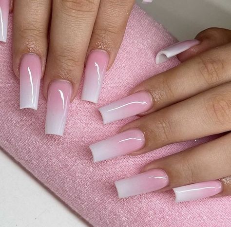 Nail Ideas Art, White Nail Ideas, Nail Base, Pink Ombre Nails, Art Concepts, Ombre Acrylic Nails, Girly Acrylic Nails, Simple Acrylic Nails, Short Square Acrylic Nails