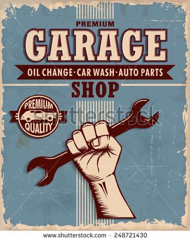 Iklan Vintage, Vintage Garage, Modern Garage, Garage Signs, Garage Art, Comfy Chic, Iron Wall Art, Vintage Metal Signs, Car Wash