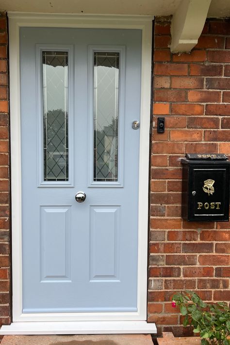 olidor Ludlow 2 in Duck Egg Blue with Brilliante Glazing Duck Egg Blue Front Door, Edinburgh Style, Chrome Furniture, White Front Door, Front Door Inspiration, Composite Front Door, Blue Front Door, Victorian Door, Classic Doors