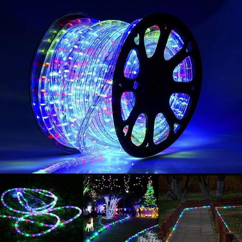 PRICES MAY VARY. Flexible and Connectable: Led rope lights outdoor with 720 LED, flexible and easy to bend into any shape you like, it can also be end-to-end connected up to 3 strands (Total Length: 100ft). Long enough to meet your creative lighting decor needs. 8 Lighting Modes & Timer Function: This LED rope lights outdoor include 8 lighting modes, just press the button on the adapter to set up your favorite lighting show. Long press the button for 3 seconds, the timer is activated and keep th Rope Lights Outdoor, Outdoor Rope Lights, Christmas Rope Lights, Rope Lighting, Pool Holiday, String Lights Party, Pool Wedding, Fairy Lights Bedroom, Led Rope Lights