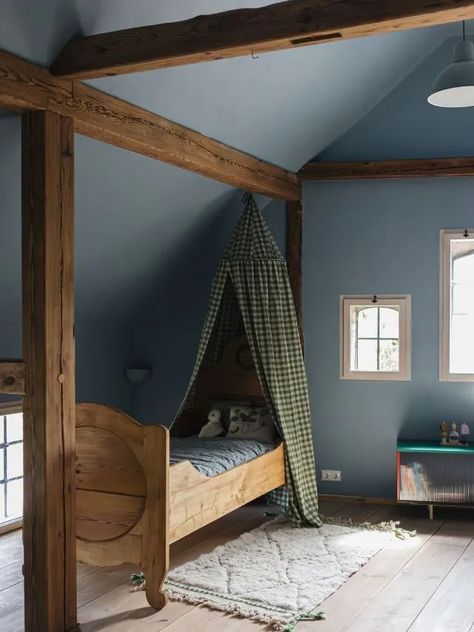 A Calming Country Retreat with Colour Consultancy | Farrow & Ball Twin Bedroom Ideas, Vintage Boys Bedrooms, Farrow And Ball Bedroom, Colour Drenching, Paint Walls, Scenic Wallpaper, Boy’s Room, Farrow And Ball Paint, Painted Front Doors