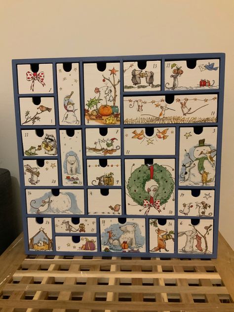 Wooden Christmas Advent Calendar, Custom Advent Calendar Ideas, Paint Your Own Advent Calendar, Painted Advent Calendar Ideas, Decoupage Advent Calendar, Painted Wooden Advent Calendar, Wood Advent Calendar Ideas Diy, Hand Painted Advent Calendar, Wood Advent Calendar Diy