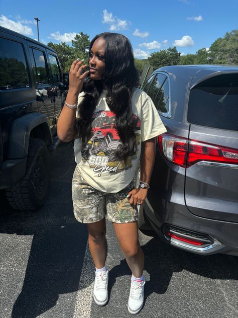 Cement Grey 3s Outfit, 3s Outfit, Cute Outfits With Shorts, Outfit Black Women, Fly Fits, Stylish Summer Outfits, Cute Lazy Day Outfits, Cute Lazy Outfits, Tomboy Style Outfits