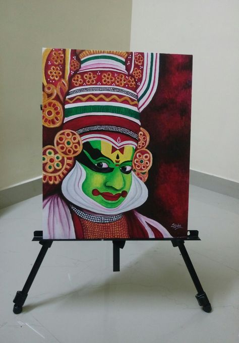 Kathakali Canvas Painting, Kadakali Painting, Kadhakali Paintings On Canvas, Kadhakali Paintings, Kathakali Painting On Canvas, Kathakali Painting Acrylic, Kathakali Face Painting, Canvas Painting Indian, Acrylic Painting Mandala