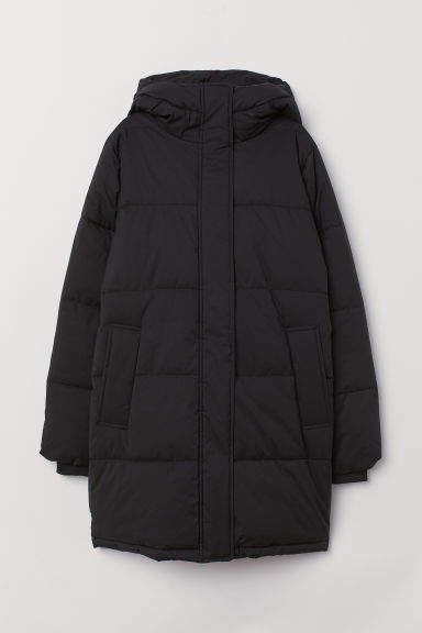 Black Double-lined Hooded Jacket For Winter, Black Double-lined Hooded Jacket, Casual Black Puffer Jacket With Double-lined Hood, Black Padded Jacket, Black Hooded Jacket With Padded Collar, Winter, Luxury Black Puffer Jacket With Double-lined Hood, Refashion Clothes, Padded Jacket, Woven Fabric