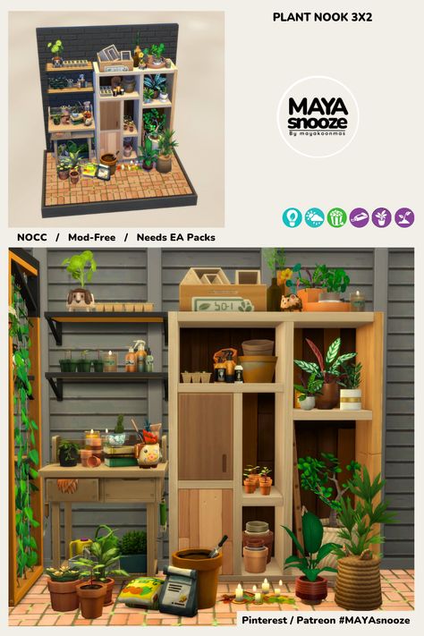 **Functional in gameplay. Plant Nook, Building Ideas, The Sims4, Nook, Sims 4, Building, Plants