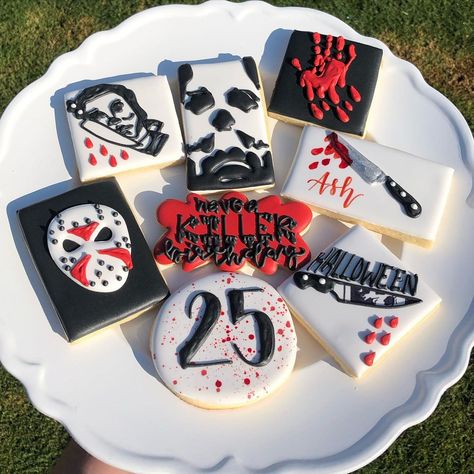 madi sidoti’s Instagram photo: “michael myers cookies! • • • • • #cookies #cookiesofinstagram #sugarcookies #sugarcookiesofinstagram #royalicingcookies #royalicing…” Cookies Decorated, Royal Icing Cookies, Michael Myers, Sugar Cookies Decorated, Decorated Cookies, Royal Icing, Sugar Cookies, Cookie Decorating, Sugar Cookie