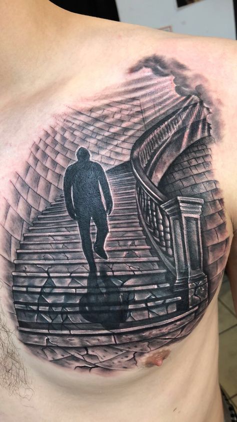 Tattoos Clock, Eleven Tattoo, Staircase Tattoo, Gates Of Heaven Tattoo, Pirate Girl Tattoos, Stairway To Heaven Tattoo, Vader Tattoo, Dad Memorial Tattoo, Heaven Tattoo