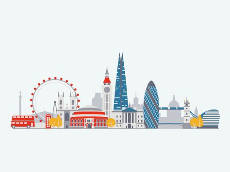 London Skyline by Gleb Tagirov London Landmarks Illustration, City Vector, City Silhouette, London Landmarks, London Skyline, Architecture Graphics, City Illustration, Beautiful Places In The World, London City