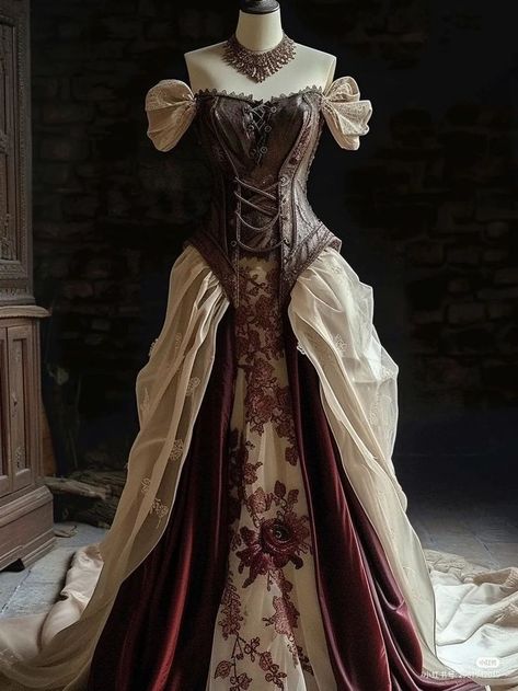 Olden Time Dresses, Mediavel Dress, Royalty Outfits Dresses, Victorian Dresses Aesthetic, Fantasy Ball Dress, Victorian Aesthetic Outfit, Fantasy Aesthetic Outfits, Brigerton Outfit Inspired, Fantasy Formal Wear