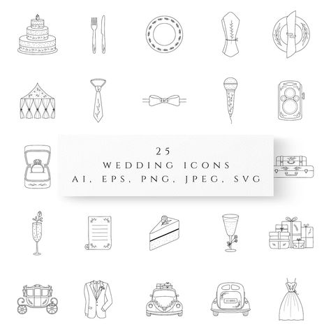 Wedding Icons Illustration, Png Wedding, Logo Elements, Drawn Icons, Illustration Wedding, Wedding Icon, Hand Drawn Wedding, Logo Design Feminine, Brand Ideas