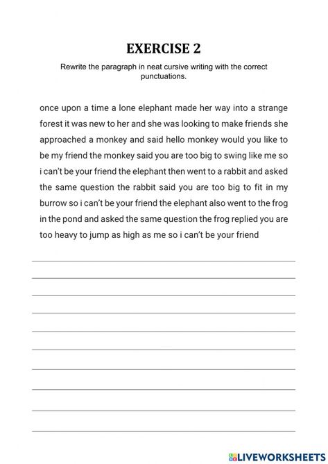 Neat Cursive, Paragraph Writing Worksheets, Paragraph Worksheets, Writing Paragraphs, Suffixes Worksheets, Free Printable Alphabet Worksheets, Speech Therapy Tools, Punctuation Worksheets, Worksheets For Class 1