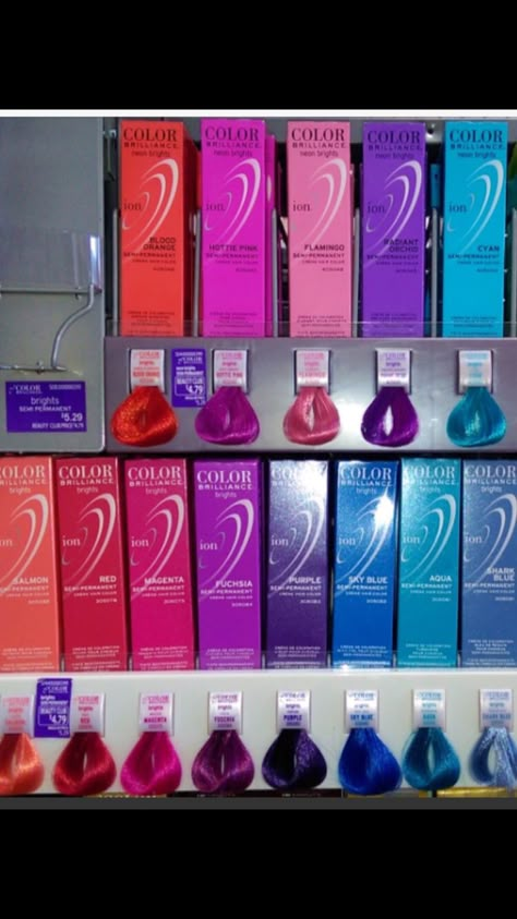 Ion Color Brilliance Chart, Ion Hair Color Chart, Hair Dye Color Chart, Cute Hair Dye, Argan Oil Hair Color, Hairdye Ideas, Ion Hair Colors, Hair Dye Colours, Bright Purple Hair