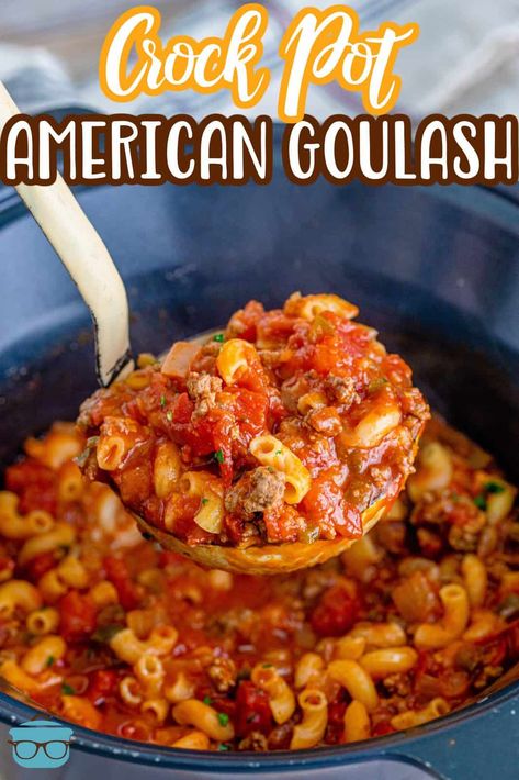 A true comfort meal, this Crock Pot American Goulash is a tasty fix-it and forget-it recipe that the whole family loves! Gulosh Recipe, Classic Goulash, Crockpot Foods, Easy Goulash Recipes, American Goulash, Goulash Recipe, Easy Crockpot Dinners, Chicken Tortellini, Goulash Recipes