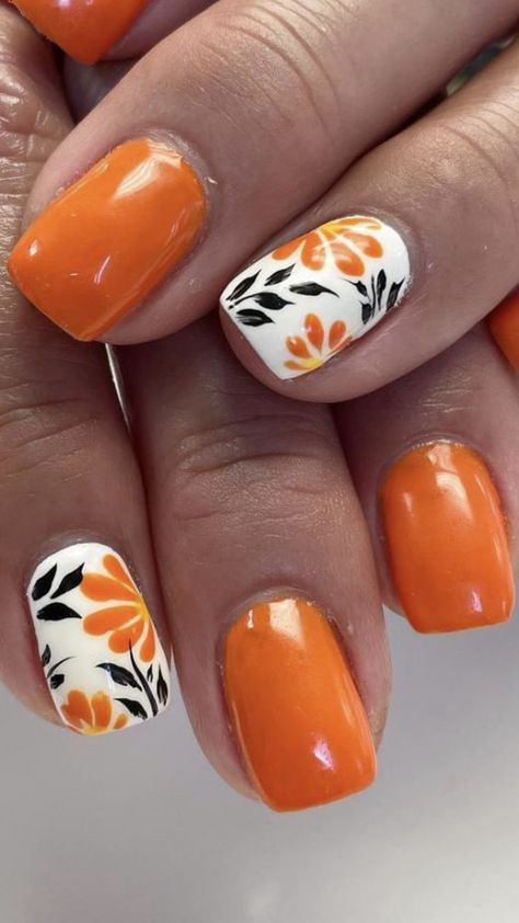 Non Floral Nail Designs, Fingernail Designs, Fall Gel Nails, Fall Nail Art Designs, Cute Gel Nails, Thanksgiving Nails, Fall Nail Art, Short Nail Designs, Dipped Nails