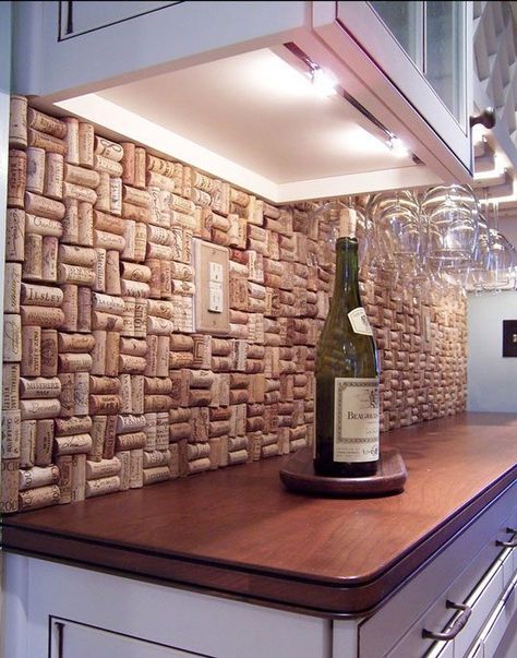 Things to Make with Wine Corks — Eatwell101 Cork Backsplash, Cork Projects, Herringbone Backsplash, Cork Wall, Wine Cork Crafts, Bottle Corks, Cork Crafts, Wine Room, Wet Bar