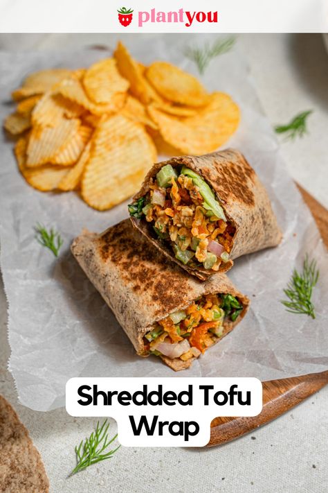 I love finding new ways to cook and serve my favorite whole-food ingredients. Tofu is one of the most versatile ingredients I get to work with, suitable for sweet and savory dishes. This shredded tofu wrap was a huge hit in our house. It’s SO EASY to make, it doesn’t take much time, and it is packed with protein! Shredded Tofu Wrap, Tofu Wraps, Vegan Recipes Plant Based, Quick Vegan Meals, Plant Based Recipes Easy, Sunday Meal Prep, Whole Food Diet, Vegan Meal Plans, Vegan Sandwich