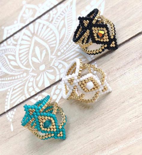 Wholesale New arrive miyuki ring for women From m.alibaba.com Miyuki Ring, Miyuki Beads Pattern, Diy Beaded Rings, Beaded Earrings Native, Fabric Flower Brooch, Beaded Jewlery, Beaded Jewels, Bead Weaving Patterns, Bead Loom Bracelets