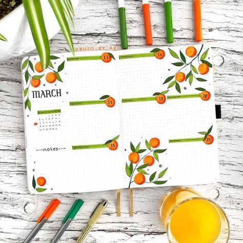 Bujo Fruit Theme, Summer Bujo Themes, Summer Notes, 2024 Bujo, Planner Themes, Bullet Journal Page, Bullet Journal Ideas Templates, Bullet Journal Paper, Bulletin Journal Ideas