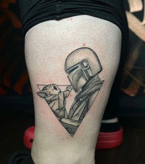 Mando Tattoo, Star Wars Minimalist Tattoo, Star Wars Tattoo Ideas, Mando And Grogu, Mandalorian Tattoo, Fingerprint Tattoos, Nerdy Tattoos, Lion Tattoo Sleeves, Marvel Tattoos