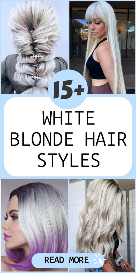 Explore a fresh and chic transformation with the trendiest white blonde hair looks of the season! Whether you prefer an edgy icy platinum tone or a soft creamy vanilla shade, there's a perfect hue waiting for you. Elevate your style and make heads turn wherever you go by embracing these stunning hair trends. Don't hesitate any longer - awaken your inner trendsetter today and rock your new look with confidence! Blonde With Blue Underneath, White Hairstyle, White Blonde Hair Color, Blonde Hair Styles, Blue Underneath, Queen Of Dragons, Blonde Ponytail, White Blonde Hair, Blonde Braids