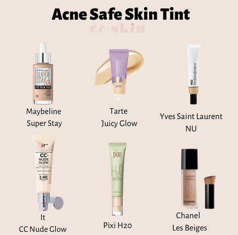 Acne Safe Tinted Moisturizer, Acne Safe Makeup Drugstore, Skin Tint For Oily Skin, Acne Safe Skin Tint, Makeup For Acne Skin, Skin Tint Makeup, Clear Skin Care Routine, Acne Safe Makeup, Pro Makeup Tips