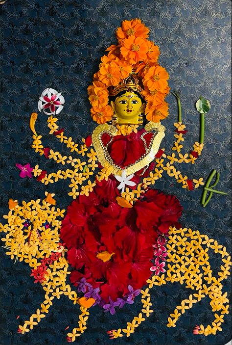 Dasara Rangoli, God Rangoli, Navratri Rangoli, 3d Wall Art Sculpture, Flower Garland Diy, Rangoli Designs For Competition, Poster Rangoli, Easy Rangoli Designs Videos, Durga Devi