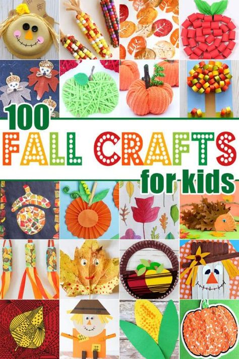 With cooler weather enticing you to stay inside, and the beautiful fall colors of the red, orange, and yellow falling leaves, now is the perfect time to try one of these fall crafts for kids. This huge list includes leaf art for kids, harvest pumpkin craft for kids, delicious apple crafts preschool, silly scarecrow craft, nutty acorn crafts for kids, corn crafts, and more fall craft ideas. Crafts For Kids Fall, Kids Craft Projects, Harvest Crafts, Scarecrow Crafts, November Crafts, Kids Fall Crafts, Fun Fall Crafts, Fall Arts And Crafts, Easy Fall Crafts