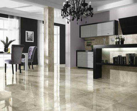 New Marble Tile Flooring Modern Kitchen Tile Floor, تصميم دورة مياه, Modern Kitchen Flooring, Modern Floor Tiles, Kitchen Flooring Options, Modern Grey Kitchen, Grey Kitchen Floor, Ceramic Floor Tile, Living Room Tiles