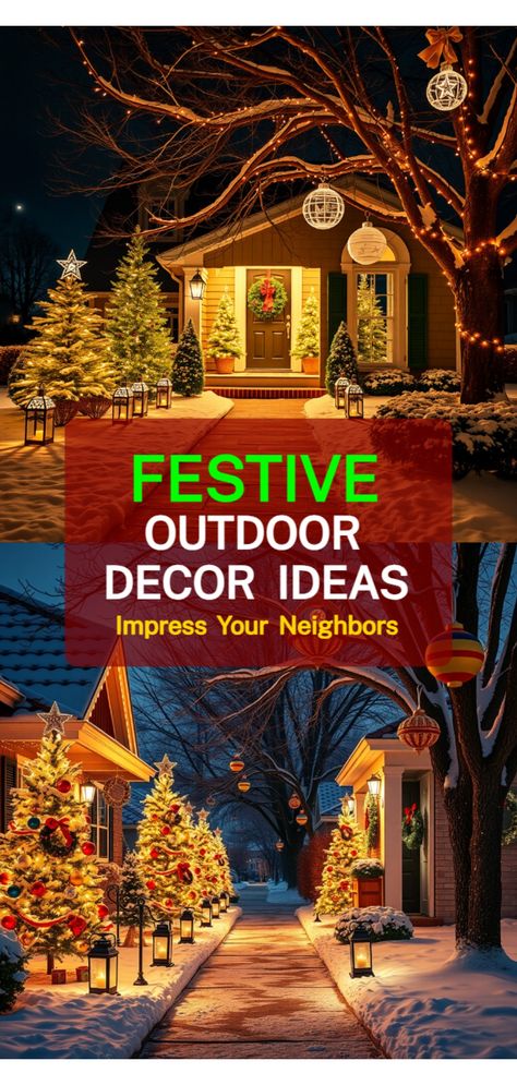 DIY Outdoor Christmas Decorations Outdoor Christmas Scenes Front Yards, Christmas Yard Displays Decorating Ideas, Christmas Decor For Neighborhood Entrance, Decorating For Christmas Outdoors, Driveway Christmas Decorations, Outdoor Christmas Display Ideas, Outdoor Christmas Display, Christmas Front Yard, Holiday Lights Outdoor Overstock