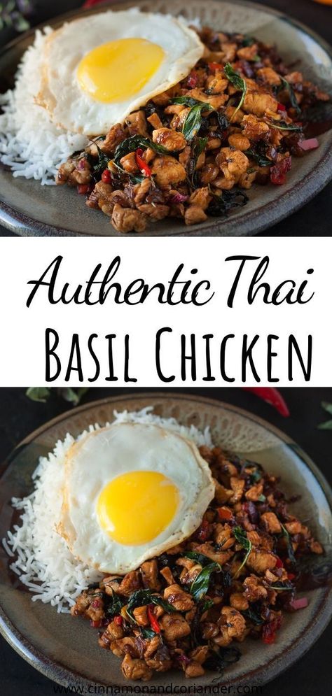 Chicken Basil Recipes, Thai Basil Recipes, Pad Kra Pao, Thai Basil Chicken, Healthy Asian Recipes, Basil Recipes, Thai Street Food, Basil Chicken, Thai Basil