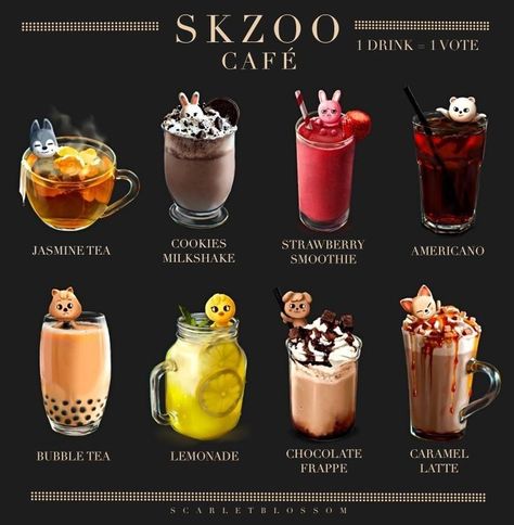 Skzoo Cake, Kpop Food, Straykids Fanart, Cookies And Cream Milkshake, Skz Fanart, Starbucks Recipes, Tasty Baking, Cafe Menu, Chocolate Caramel